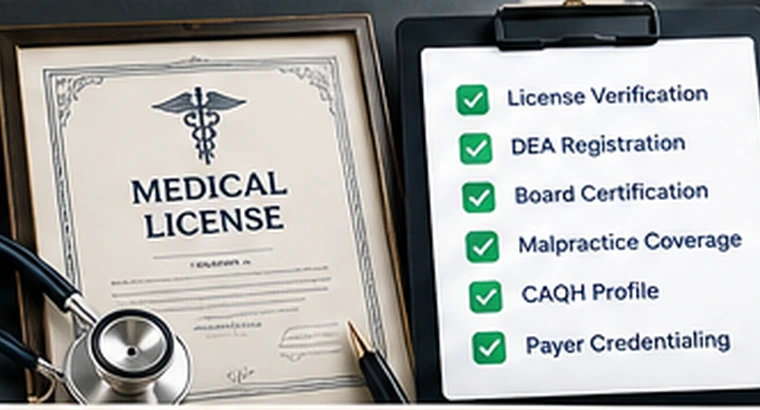 Illustrative medical license and provider credentials