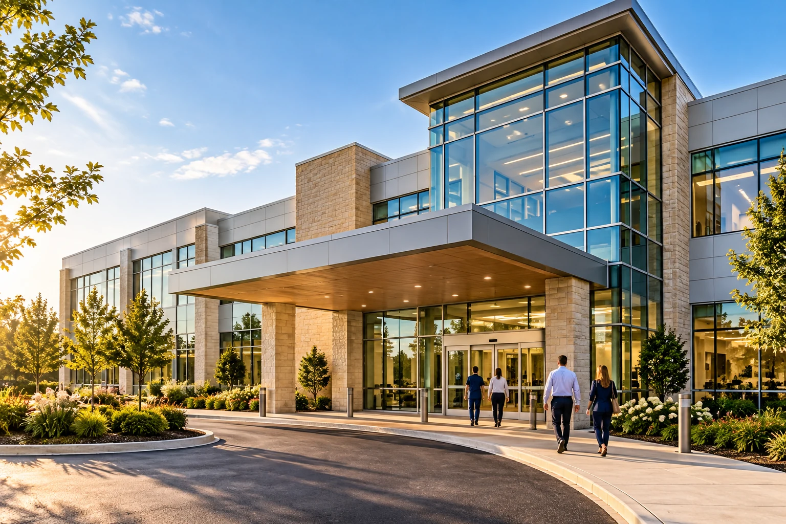 Illustrative exterior of a modern healthcare organization